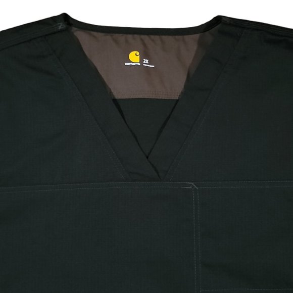 Carhartt Men Black Ripstop Multi-Pocket Scrub Top Sz 2XL - Picture 2 of 7